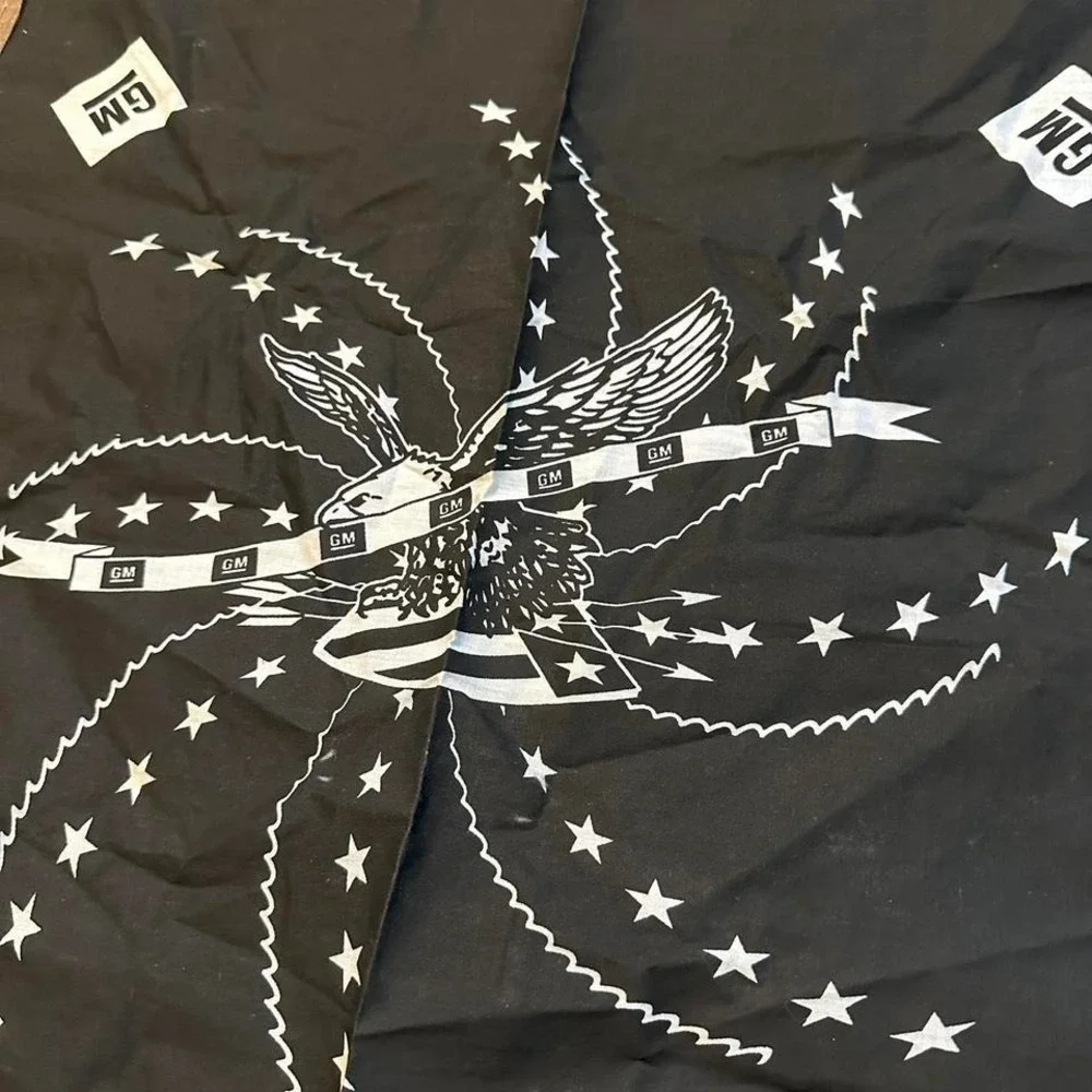 Vintage GM General Motors‎ Bandana Eagle Black White Graphic 90s